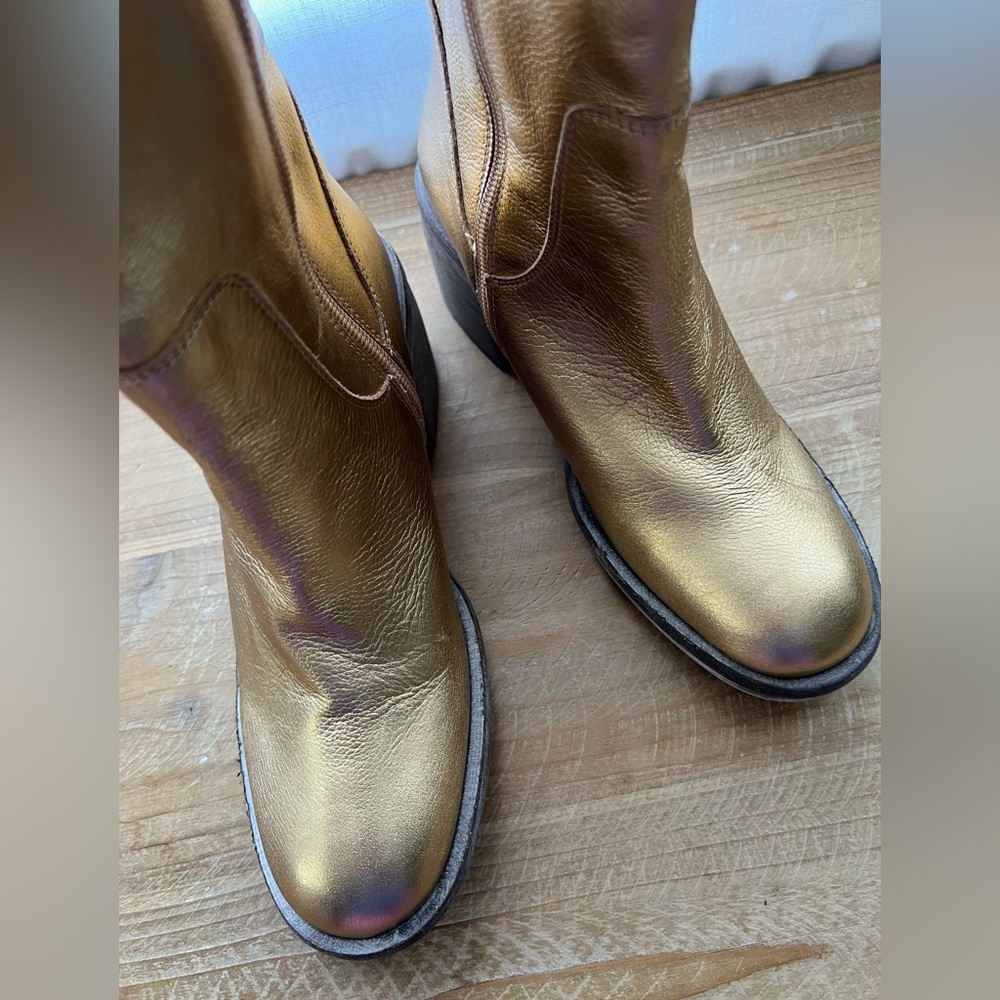 Free People Essential Tall Slouch Boots in Gold Size 36 New - Picture 10 of 12